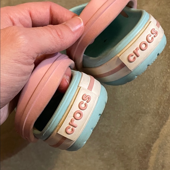 CROCS Kids Blue and Pink Clogs - Picture 2 of 4